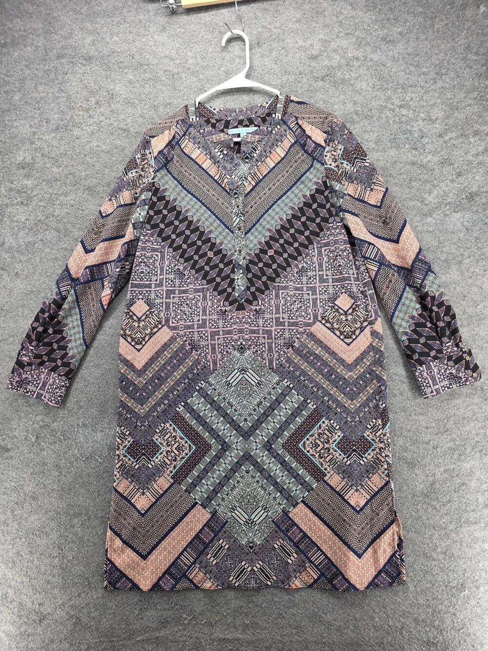 Antonio Melani Dress Womens 8 Multicolor V-Neck Shift Knee Length Polyester